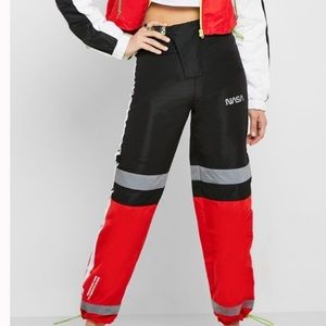 Forever 21 NASA Reflective High Rise Wind Pants, Athletic Pants, Nylon Pants